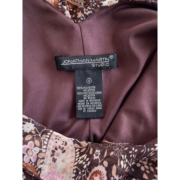 Vtg Y2K Brown Paisley Floral Ruffled Sleeveless Dress Sz 10 Fairycore Grunge - Picture 8 of 9